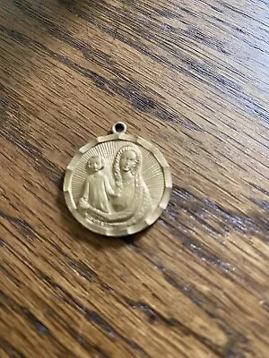 Faux Gold Madonna & Child Medal/Pendant Made In Germany • $15