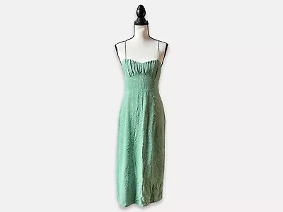 Zara Green Leopard Print Midi Slip Dress Size M • $32