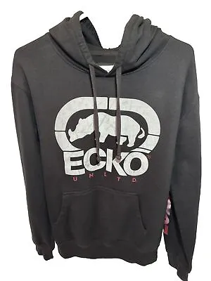 Vintage Ecko Unltd Hoodie Med Mens Black Sweatshirt Pullover Hip Hop Rhino • $19.99
