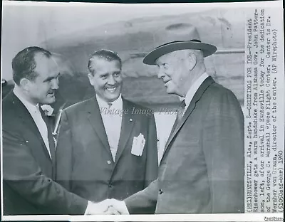 1960 President Eisenhower Gov Patterson Von Braun Space Huntsville Wirephoto 7X9 • $9.99