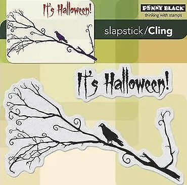 New Penny Black Rubber Stamp Set IT'S HALLOWEEN Raven On Branch Free USA Ship • $15.95