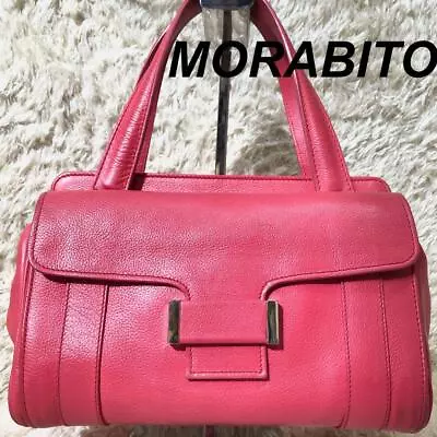 Authentic MORABITO Mini Boston Bag Hand Bag Pink Leather Women Used JPN • $208.80