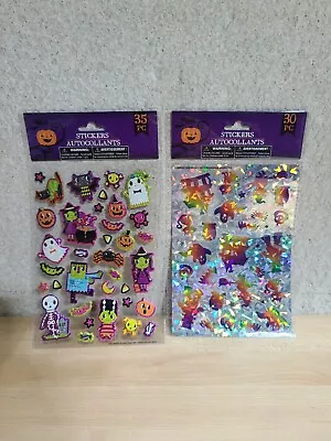 Metallic Puffy Spooky Halloween 30 & 35 Stickers Spiders Witch Ghost Bat Cat RIP • $7.42