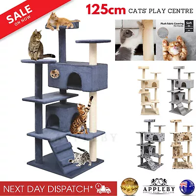 Cat Kitten Scratching Post 125cm Large Tower Tree Sisal Posts Gym Ladder • $109.21