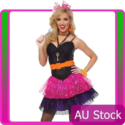 Ladies Madonna 80s Costume Pop Star Diva 1980s Hens Party Dance Fancy Dress • $32.80