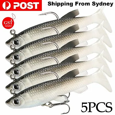$6.66 • Buy Soft Plastic Lures Poddy Mullet Flathead Jig Heads Barra Cod Fishing Tackle AU