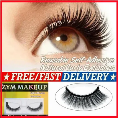 £1.19 • Buy Women 3D Fake Eyelashes Reusable Faux Mink Fluffy False Lashes Self-adhesive