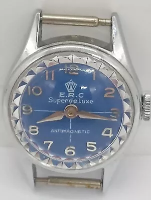 VINTAGE France Made E.R.C. Super De Luxe Blue Dial Cal. OC1 Good Looking Watch  • $19.99