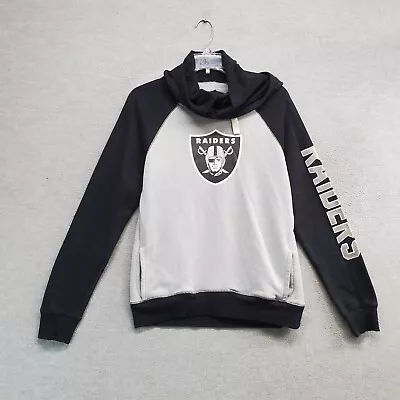 Oakland Raiders Women Sweatshirt Medium Gray Colorblock Hoodie Logo • $17.88