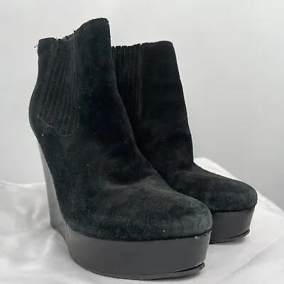 Michael Kors Women's Black  Suede Platform Wedge Ankle Boots Size 7.5M • $9.99