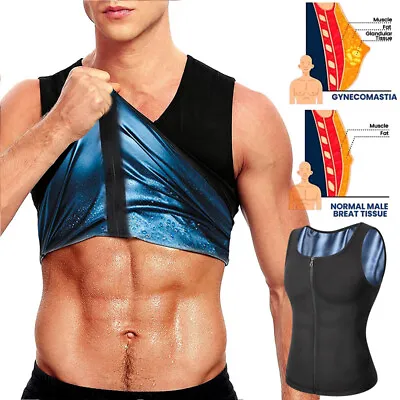 Men Gynecomastia Compression Tank Tops Sauna Vest Fitness Body Shaper Sweat Belt • $10.79