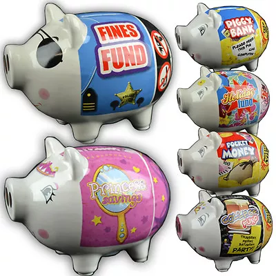 £4.49 • Buy Ceramic Pig Piggy Bank Coins Money Box Safe Savings Cash Novelty Funds New