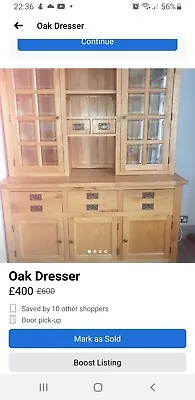 Oak Dresser Cabinet With Glass Doors • £450