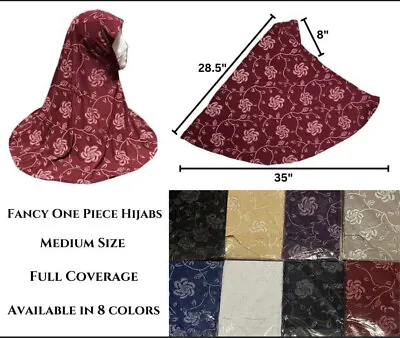 Girls Instant Pull On Hijab 1Pc Polyester  Khimar Head Scarf MuslimGlitter Fancy • £14.45