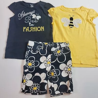 Gymboree Girls Shorts Shirt Bee Chic Shorts 6 7 Black Yellow • $17.15