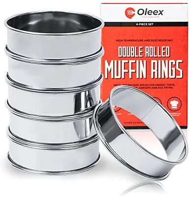 Oleex English Muffin Ring Set 6 Muffin Rings With Dough Scraper Multipurpose ... • $25.46
