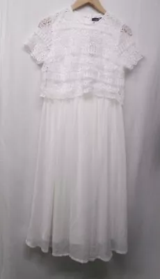 Ladies Boohoo Cream Maternity Double Layer Crochet Occassion Dress Uk 8 Cg W82 • £7.99