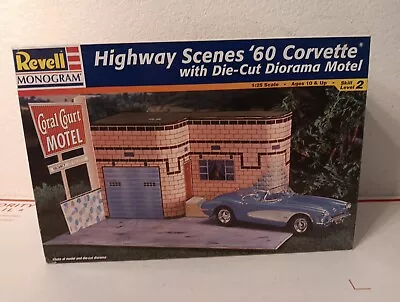 Revell Monogram 1/25 Scale Model Kit Highway Scenes '60 Corvette & Diorama Motel • $19.99