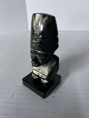 Hand Carved?Gold Sheen Obsidian Mayan Aztec Figurine Statue 3.5  • $25