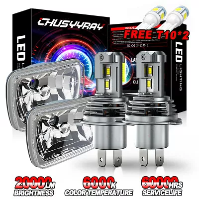 7 X6  Inch Headlights Sealed Beam Smoke Lens Chrome +100W H4 LED • $119.99