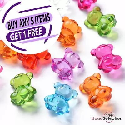  25 Large Acrylic Gummy Teddy Bear Beads 18mm Assorted Colours ACR228 • £3.29