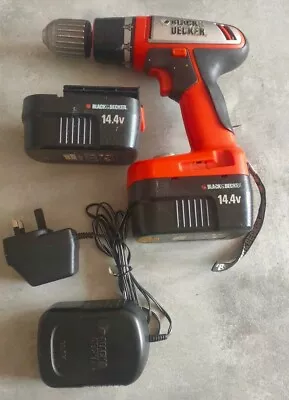 £15 • Buy Black And Decker, Cordless Drill/Driver With Dual Batteries And Charger, 14.4V