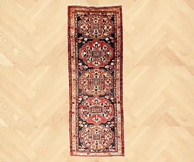 VINTAGE TRIBAL KAZAK RUG HALLWAY CAUCASIAN WOOL RUNNER CARPET 9'8  X 3'5  CLEAN • £547.50