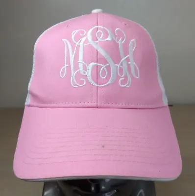 Msh Script/gothic Monogrammed Adjustable Strapback Trucker/mesh Hat/cap Pink • $9.99