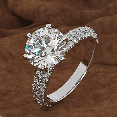 Halo 2.50 Ct. Round Cut Real Diamond 14K White Gold Over Engagement Ring • $89.40