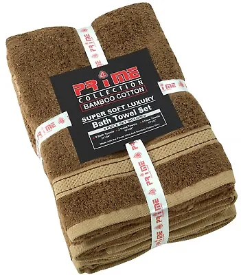 Bamboo Cotton Bathroom Towels Set 8 Piece Towels For Bathroom 600 GSM Bath Towel • $54.99