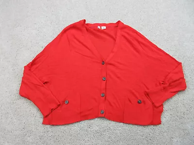 Moth Sweater Women Small Red Button Front Knit Cardigan Linen Casual Ladies • $14.16