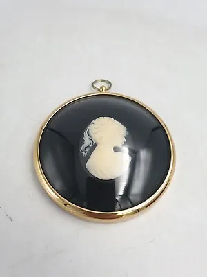 Vtg World Of Peter Bates 'PONY TAILED GIRL' Miniature Cameo Brass Framed Picture • £19.99