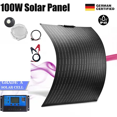 100W Flexible Solar Panel Kit 12V 30A Battery Charger Controller Caravan Boat RV • £109.99