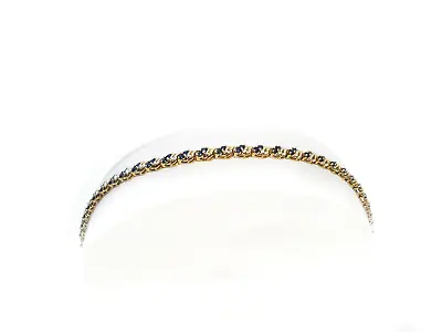 $450 • Buy Ladies 14K Yellow Gold Blue Sapphire Tennis  Bracelet 7  Long