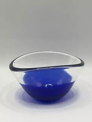 Hadeland Norway Small Glass Trinket Dish Blue • £8