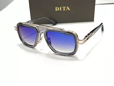 Dita LXN-EVO DT DTS403-A-02 Crystal Grey/White Gold Metal Sunglasses Blue • $116.99
