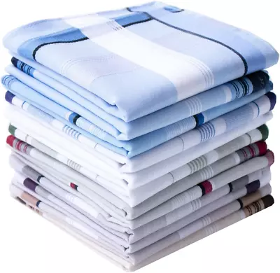 Mens Handkerchiefs 100% Cotton Plaid Handkerchiefs Pocket Square Hankies • $16.24