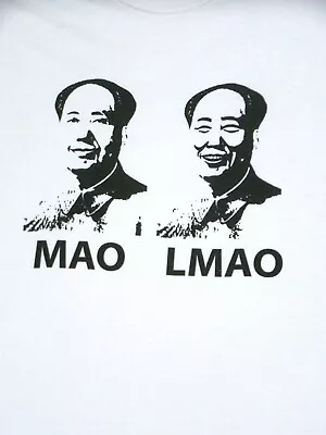 Mao LMAO Shirt Adult Small White Graphic MAO Funny Joke  Crew Neck Unisex S T • $6.60