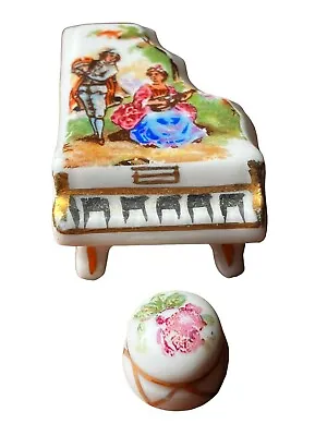 Limoges Hand Painted Doll House Miniature Porcelain Grand Piano With Stool VTG • $30