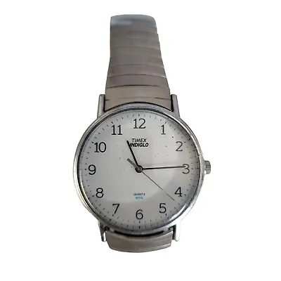 Vintage Men's TIMEX Watch Stretch Band Indigo Battery Stainless Steel Works • $14.99