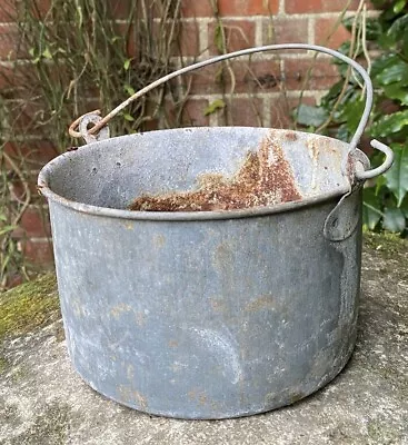 Vintage Lovely Old Weathered Galvanised Pot Planter Garden Interior Decor Prop • £3.05