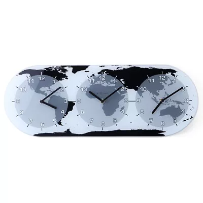 £57.34 • Buy NeXtime 50cm Mondial World Multiple Time Zone Glass Wall Clock Office Decor