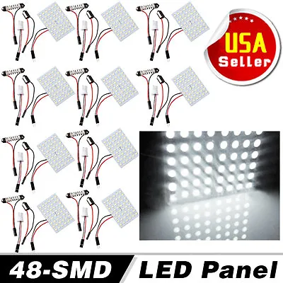 10pcs 48SMD COB White LED T10 BA9S Car Interior Panel Light Dome Map Lamp Bulbs • $12.23