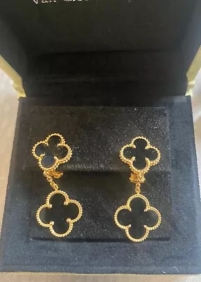 Van Cleef & Arpels Magic Alhambra 2 Motifs  Black Onyx Earrings • $6400