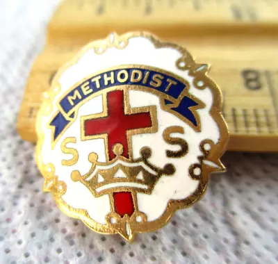 Methodist Cross And Crown Little System Vintage Lapel Award Pin Christian Church • $7.99