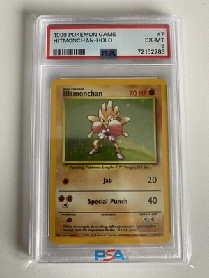$25 • Buy PSA 6 Pokémon TCG Hitmonchan Base Set 7/102 Holo Unlimited Holo Rare PSA 6