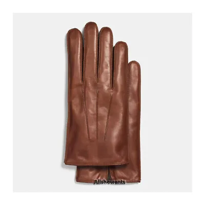 NEW Genuine COACH Gloves For Men Fawn Basic Nappa Leather W/Cashmere MSRP $128 • $61.50