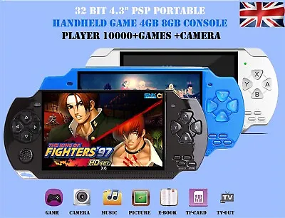 4.3'' 32Bit 10000 Games Built-In Handheld Video Game Console Player 8GB & 4GB UK • £30.29