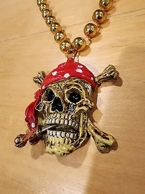 One Piece Skull Necklace Pirate Golden Colored Beads  • $15.55