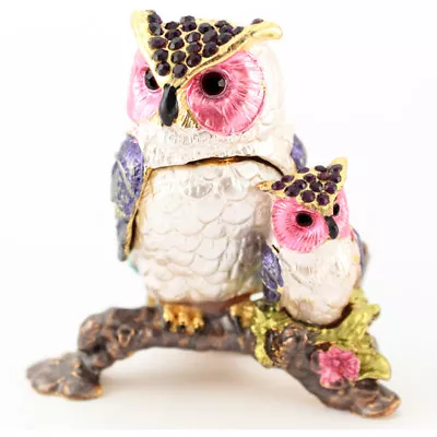 Baby Mommy Owl Jewelry Trinket Box Collectible Enamel Bird Decoration Gift 02034 • $13.99